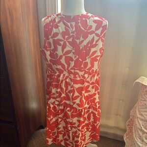 Floral Sleeveless Dress - Red and White
